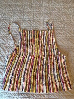 ZARA Smocked Multicolor Striped Crop Top